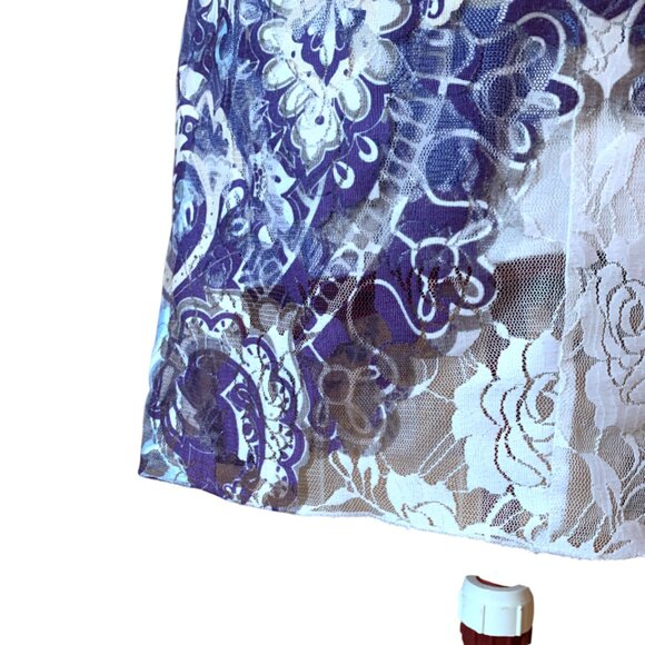 LE GRENIER -  Blue & white Lace Layered Sleeveless Top L - Picture 4 of 8